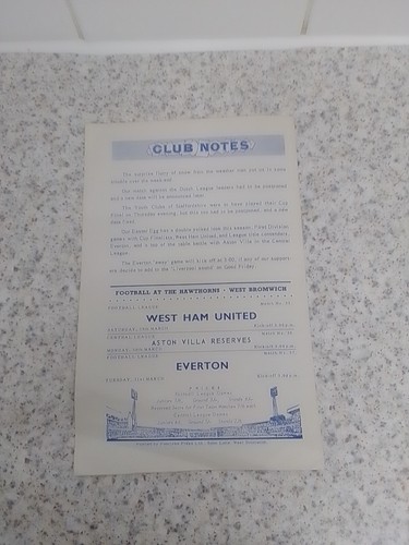 WEST BROMWICH ALBION RESERVES V MANCHESTER CITY RESERVES PROGRAMME 21/3/1964 - Picture 5 of 5