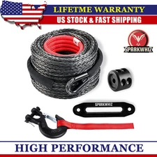 SPARKWHIZ Synthetic Winch Rope Cable Kit 26500LBS 3/8"x100FT Winch Line Cable US