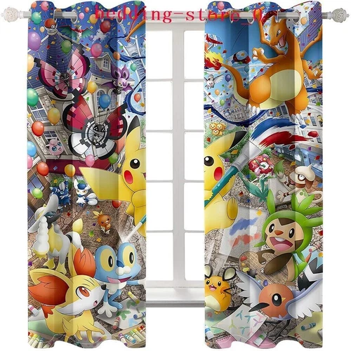 Tende Oscuranti 3D Spesse Bambini/Pokemon Pikachu Anello Termico Occhiello Superiore/Tende - Foto 77 di 93