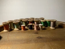 Lot Of 18 Wooden Thread Spools Vintage