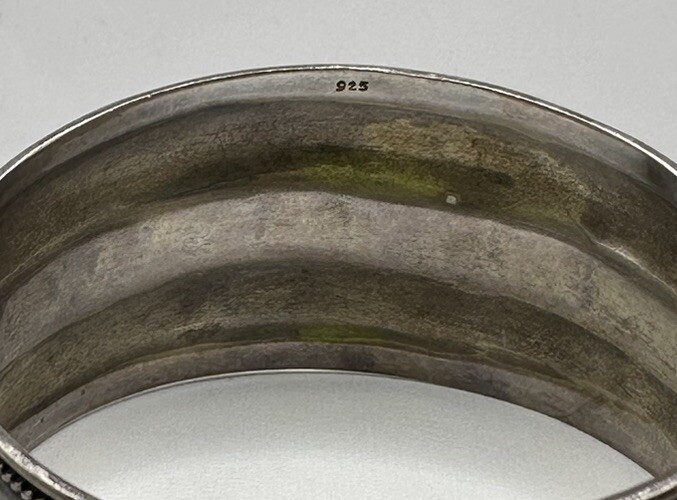 Thick Sterling Silver 925 Pattern Cuff Bracelet (… - image 9