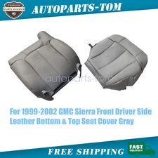 1999-2002 FOR GMC Sierra Driver Bottom & Top Replacement Leather Seat Cover Gray