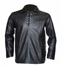 Mens Leather shirt Black Leather shirt for men Genuine Leather shirt Full Sleeve