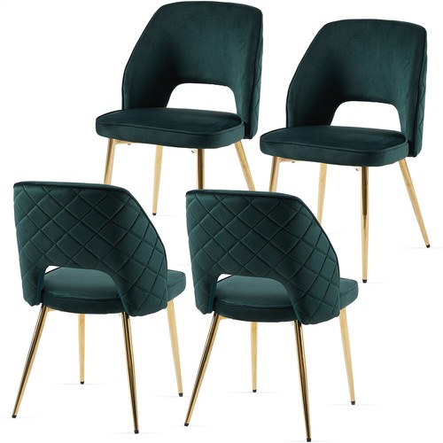 Set of 4 Velvet Dining Chair Upholstered Chair Kitchen Dining Chair w/ Metal Leg - Picture 41 of 48