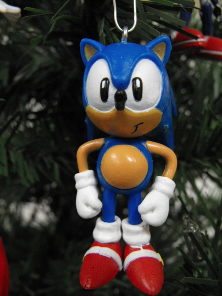 Juego de 6 adornos de árbol de Navidad Sonic con colas, nudillos, Sonic Amy y Foto 3 de 4