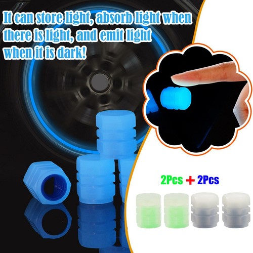 Luminous Stem Caps For Car, Truck Tire Valve Cap Cover Universal Glowing In Dark - Picture 3 of 15