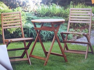 Wooden Bistro Table 60 Cm With 2 Chairs Outdoor Garden Patio Set = Free UK Post | EBay
