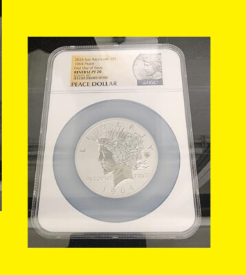 1964 Peace 2024 a 5 OZ SILVER Dollar RF 70 NGC FIRST DAY COA pop