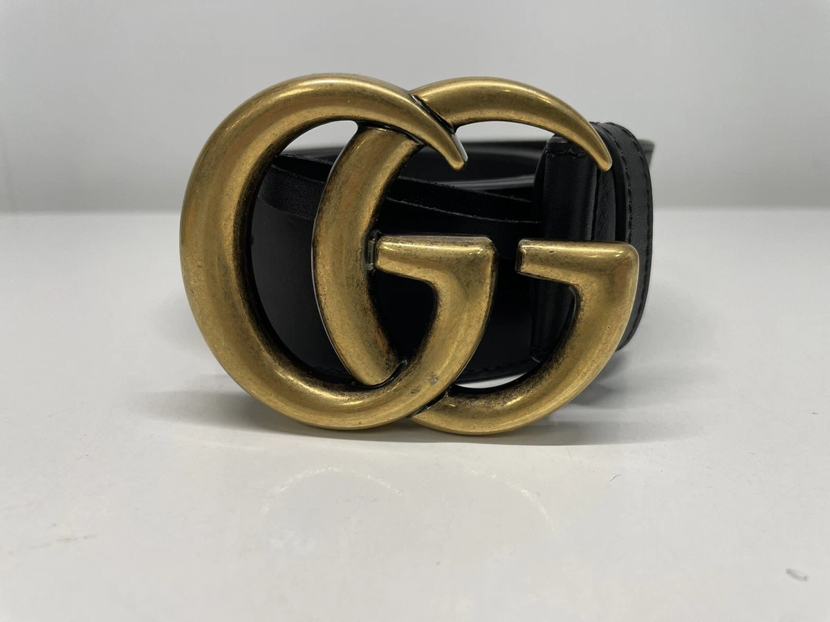 GUCCI Double G Buckle Black Leather Belt 400593-US