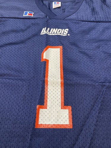 University Of Illinois Illini VTG Russell Athletic Navy Youth Football Jersey M - Picture 2 of 5