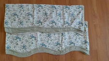 2 WAVERLY VALANCE CURTAINs  BLUE  YELLOW FLORAL GREEN CHECKERED SCALLOPED 76x16