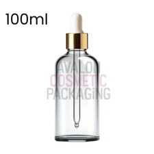 Clear Glass Bottles with Gold/White Dropper Pipette, Beauty Serum Dripper Bottle