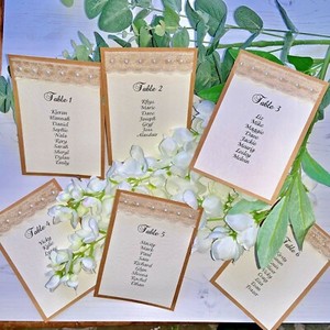 Wedding Seating Plan Cards Personalised Rustic Hessian Lace Pearls Ebay