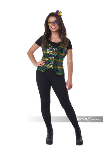 California Costumes 6022-003 Adult Women's Sequin Carnival Vest Set