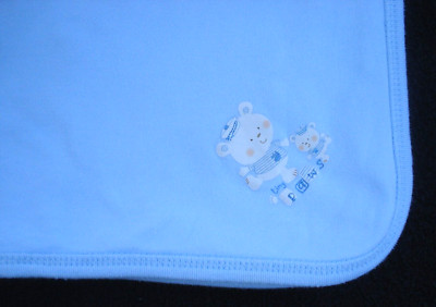The Children's Place Blue Infant Blanket Tiny Paws Bears Striped Back