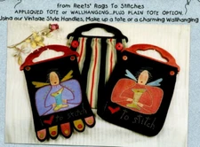 I Love To Stitch Wool Appliqued Tote Wall Quilt Pattern Primitive Country Folk