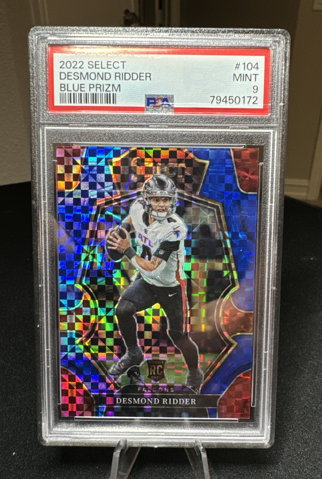 2022 Select Premier Level Blue Prizm #104 Desmond Ridder RC /149 PSA 9