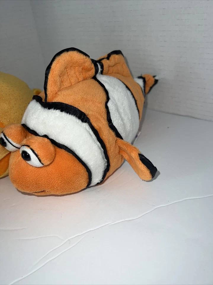 Juego de 2 peluches de pez naranja DORADO con rayas como Nemo y aletas brillantes Ganz Foto 3 de 4