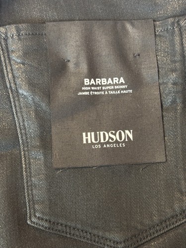 HUDSON NWT WOMEN HIGH WAIST SUPER SKINNY BLACK COATED PANTS NWT SZ 26 - Picture 6 of 11