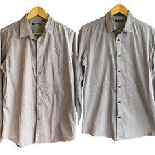 RDX Mens Size M Long Sleeve Dress Shirts Blue 100 Cotton Button Front Collar