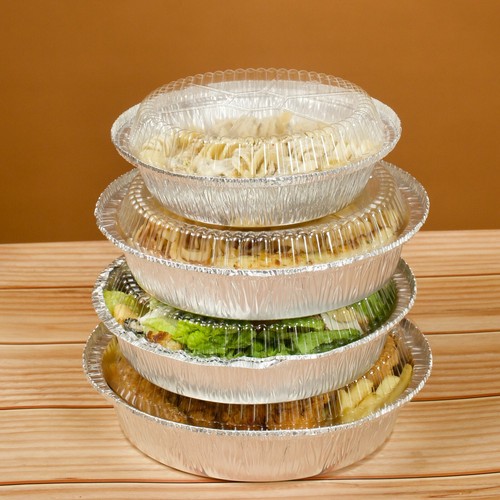 400 Pack Disposable Round Aluminum Foil Take-Out Pans with Plastic Lids 7 inch. - Picture 6 of 8