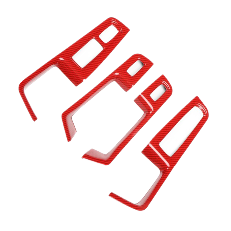 Red Carbon Fiber Window Switch Button Panel Cover Trim For Porsche Macan 15-20
