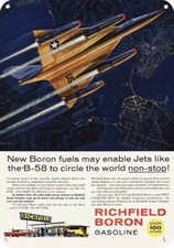 1959 USAF B-58 SUPERSONIC BOMBER JET RICHFIELD BORON Gas REPLICA METAL SIGN