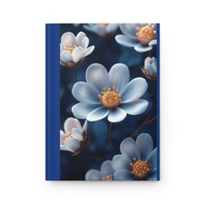 Blue Floral Illustration Hardcover Journal  Matte Notebook