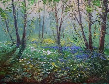 Richard Blowey Original Oil Painting Bluebell Flowers Woods Cornwall Cornish Art