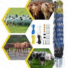 Electric Netting Fence Kits Goat Sheep Fencing 49.6"H x 164'L with Posts Spikes