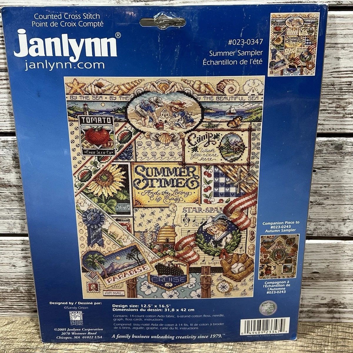 Janlynn Cross Stitch Kit "Summer Sampler" #023-0347 Sandy Orton 2005 SEALED