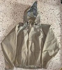 Simms Fishing Jacket Men's Large Brown Hooded Goretex Outdoor Full Zip Pocket