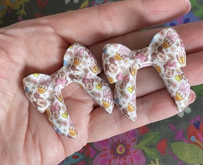 2 Pce BOW Shaped Silicone Focal Beads Cartoon MOUSE DUCK Print Pens Keychains