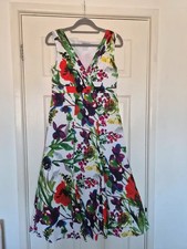 Per Una Floral Midi Maxi Dress White Watercolour Print Occasion Wedding Size 8