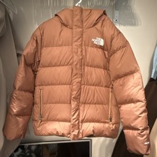The North Face Boys Brown Hooded Puffer Jacket M Down Insulation Fleece Lined