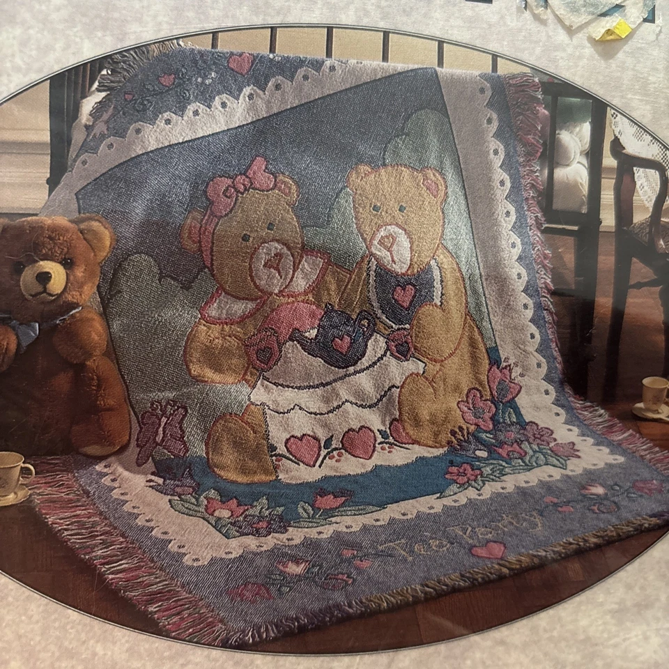 Cobertor de bebê jacquard tecido tripla camada Beacon Tea Party ursos brilhantes 36”x48” - Imagem 2 de 4