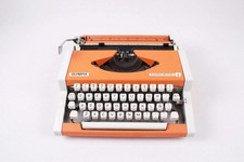 Olympia Traveller De Luxe Orange Typewriter, Vintage, Manual Portable, thumbnail