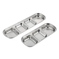 2 Pcs Multi Pet Feeder Plate Steel Tray Puppy Feeding Station Stainless