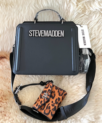 Steve Madden BEVELYN Black Cherry, Leopard Satchel Crossbody Bag
