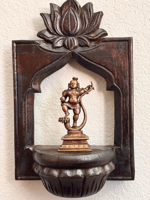 Copper Idol of Krishna(standing/snake)