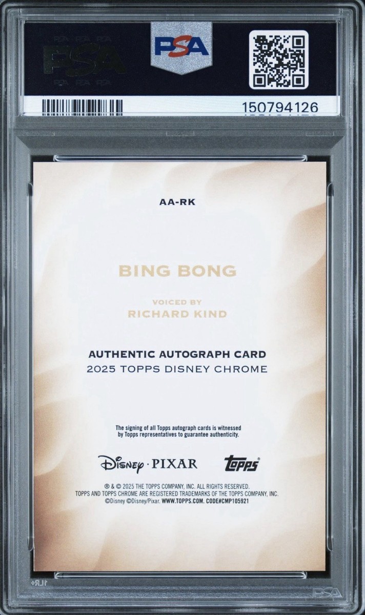 2025 Topps Chrome Disney Bing Bong Gold Refractor Auto By Richard
