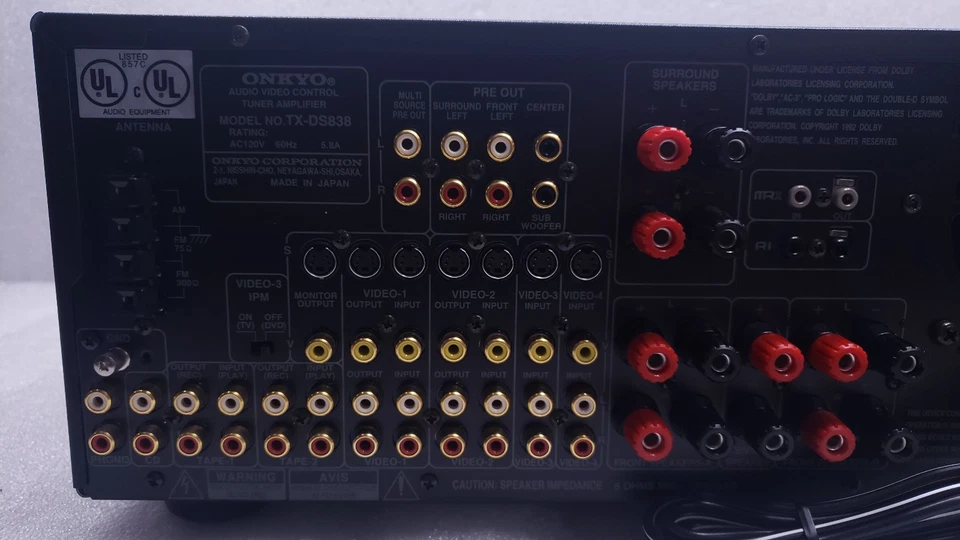 ONKYO TX-DS838 Integration Stereo Receiver Surround [No Remote] #99 - Image 4 of 4