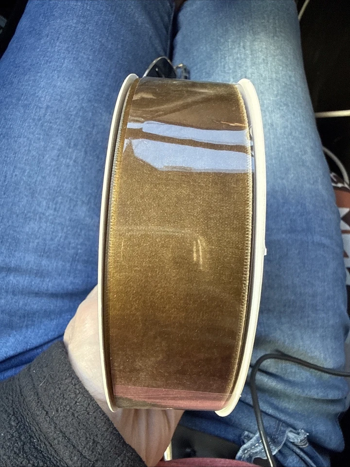 Xmribbon Dk Khaki Velvet Ribbon Single Sided,1 1/2 Inch by 10 Yards Spool - Image 2 of 3
