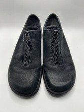 ECCO Womens Black Nubuck Leather Slip-on Shoes Loafers EU 37 US6-6.5 Front Zip