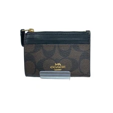 Coach coin case PVC signature all-over pattern women's