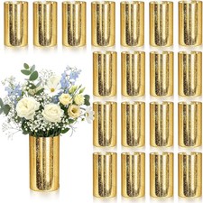 20 Pcs 6'' Gold Cylinder Vases for Centerpieces Mercury Vase Hurricane Vase