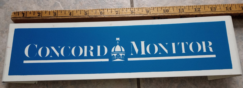 Vintage Concord Monitor Metal Newspaper Rack Sign Old Advertising Display Piece