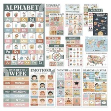 Educational Preschool Posters For Kids Toddlers, Laminated Early Learning Charts
