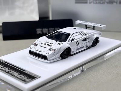 Vision 1:64 White Countach LP500 LB #41 Racing Model Diecast Metal Car