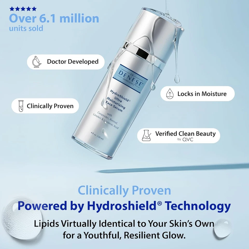 Suero facial ultra hidratante Dr. Denese HydroShield 4 oz ¡Tamaño de lujo! **NUEVO EN CAJA** Foto 2 de 4